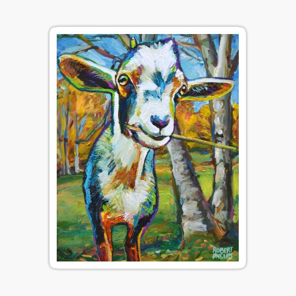 Item preview, Farm Goat and Tree Impressionist Painting designed and sold by RobertPhelpsArt.