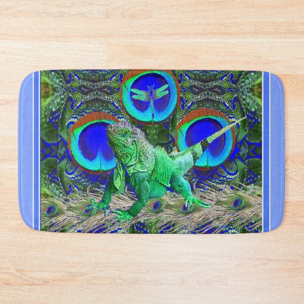 Item preview, BLUE PEACOCKS & GREEN IGUANA BLUE FANTASY ART designed and sold by sharlesart.