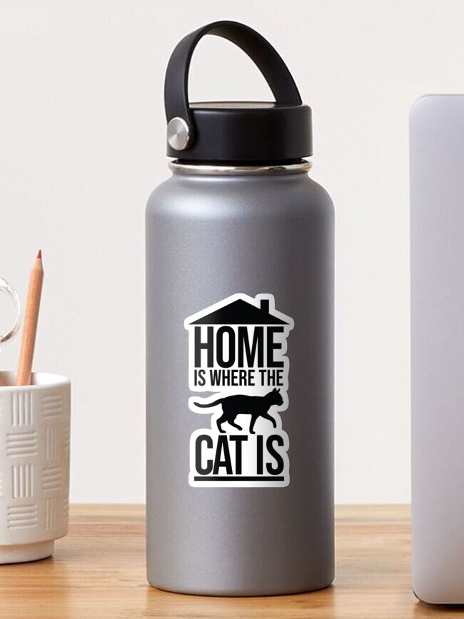 Thumbnail 1 of 3, Sticker, Home is Where the Cat Is designed and sold by OwlishArts.