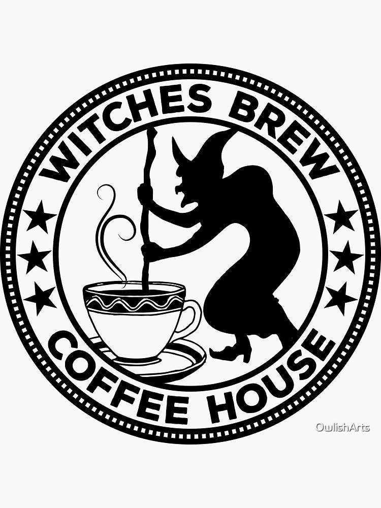 Thumbnail 3 of 3, Sticker, Witches Brew Coffee House designed and sold by OwlishArts.