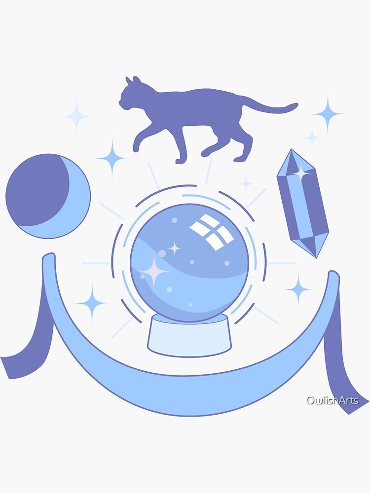 Thumbnail 3 of 3, Sticker, Cat Magic designed and sold by OwlishArts.