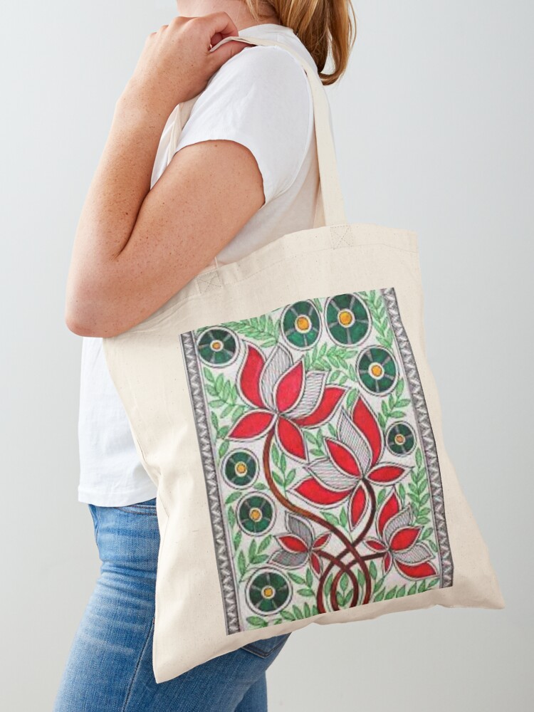 Design 'Flowers' hand embroidered tote bag