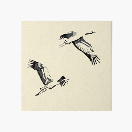 two flying crane - ink painting Art Board Print