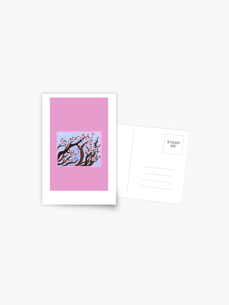 Pixelated Cherry Blossoms Postcard By Gloomycow Redbubble - robux cherry