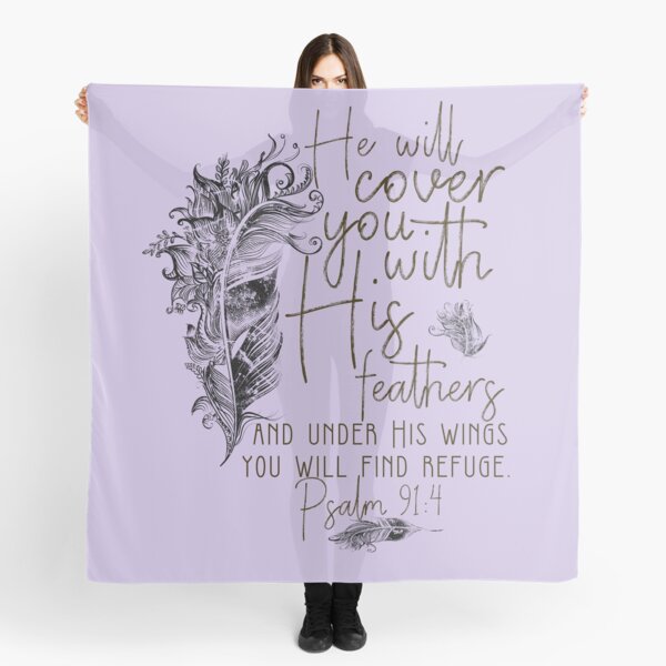 Item preview, Psalm 91:4 Bible Scripture Feather Design designed and sold by TapestryDesigns.