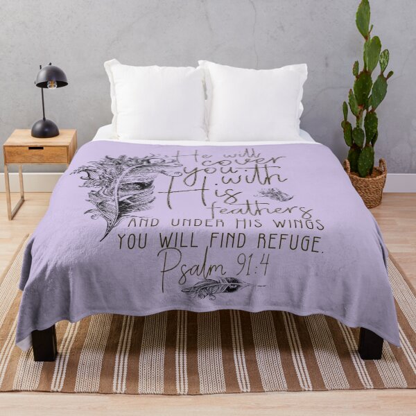 Item preview, Psalm 91:4 Bible Scripture Feather Design designed and sold by TapestryDesigns.
