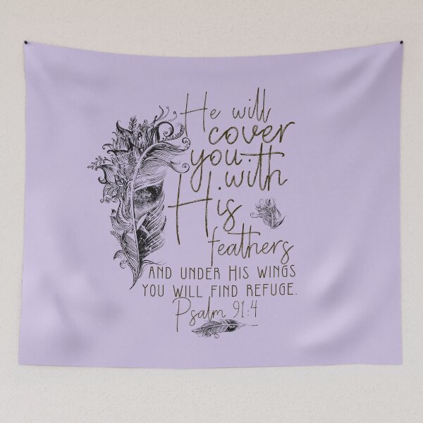 Item preview, Psalm 91:4 Bible Scripture Feather Design designed and sold by TapestryDesigns.