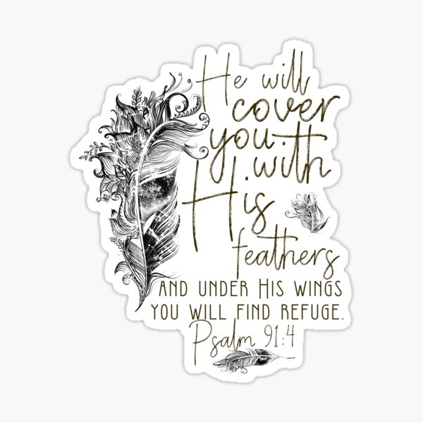 Item preview, Psalm 91:4 Bible Scripture Feather Design designed and sold by TapestryDesigns.