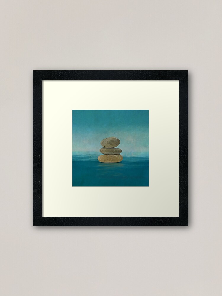 Zen Stones On Water Mixed Media Framed Art Print By K9printart Redbubble