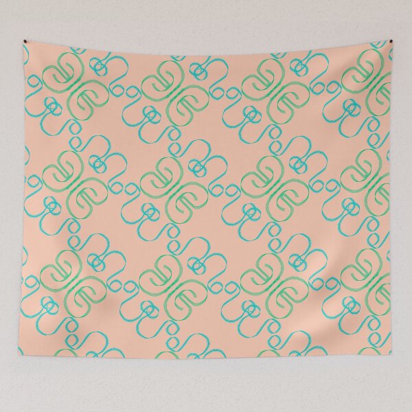 Item preview, Green and Peach Modern Ornaments Pattern designed and sold by Plastic Memory Archive.