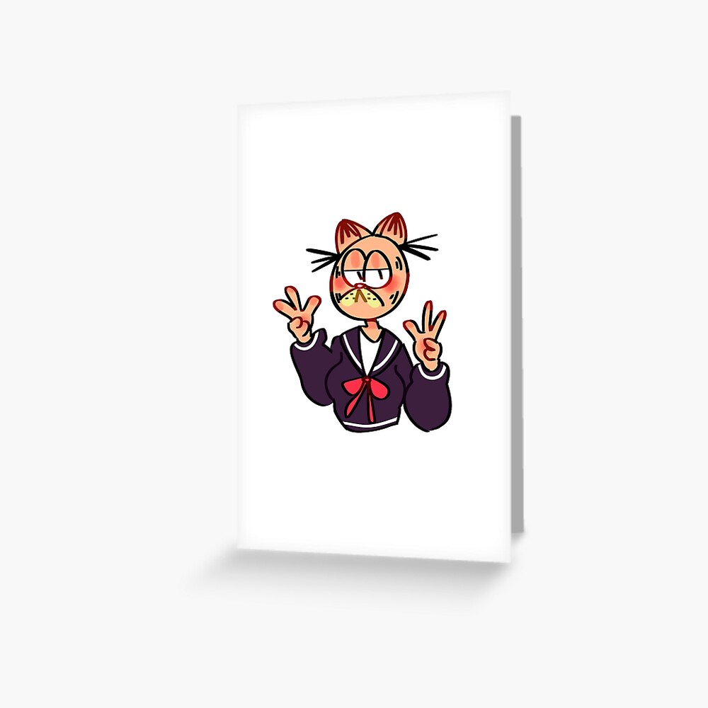 Anime Garfield Greeting Card By Grafoelf Redbubble