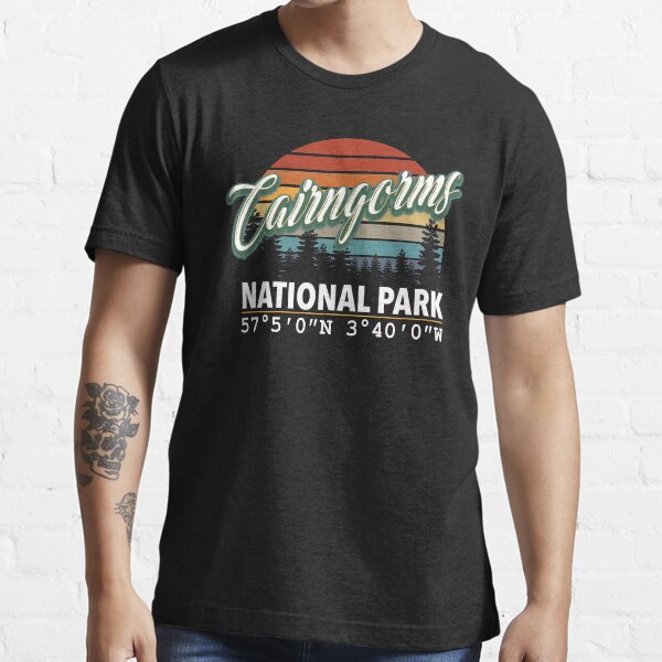 Vintage Classic Retro Color Cairngorms National Park with GPS Location Design Essential T-Shirt