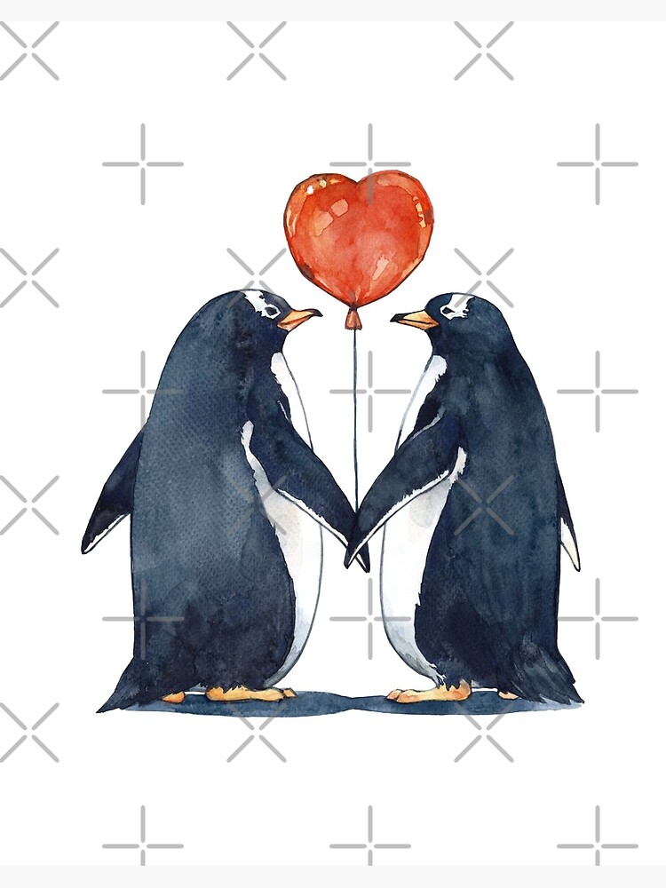 Cute penguin and balloons watercolor clip art, penguin watercolor art,  penguin animal clip art, watercolor penguin jpg