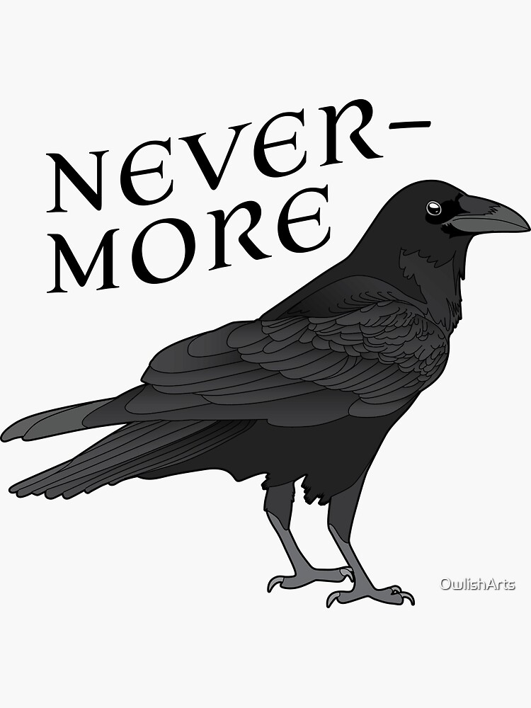 Thumbnail 3 of 3, Sticker, Nevermore Raven designed and sold by OwlishArts.