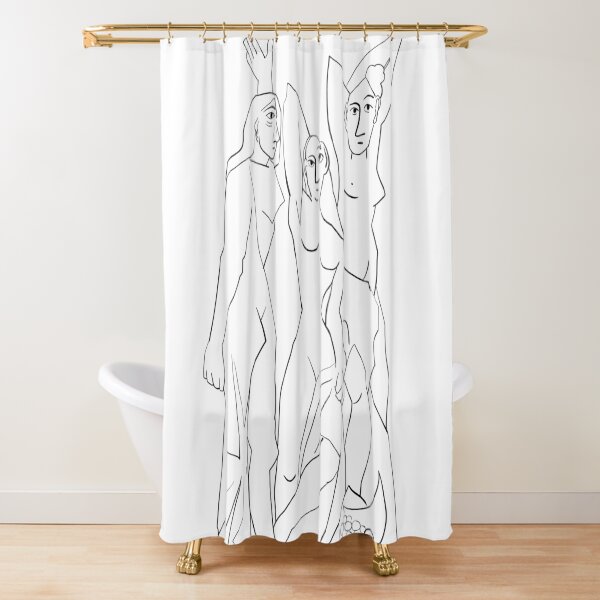 Line Art - Les Demoiselles d'Avignon Shower Curtain