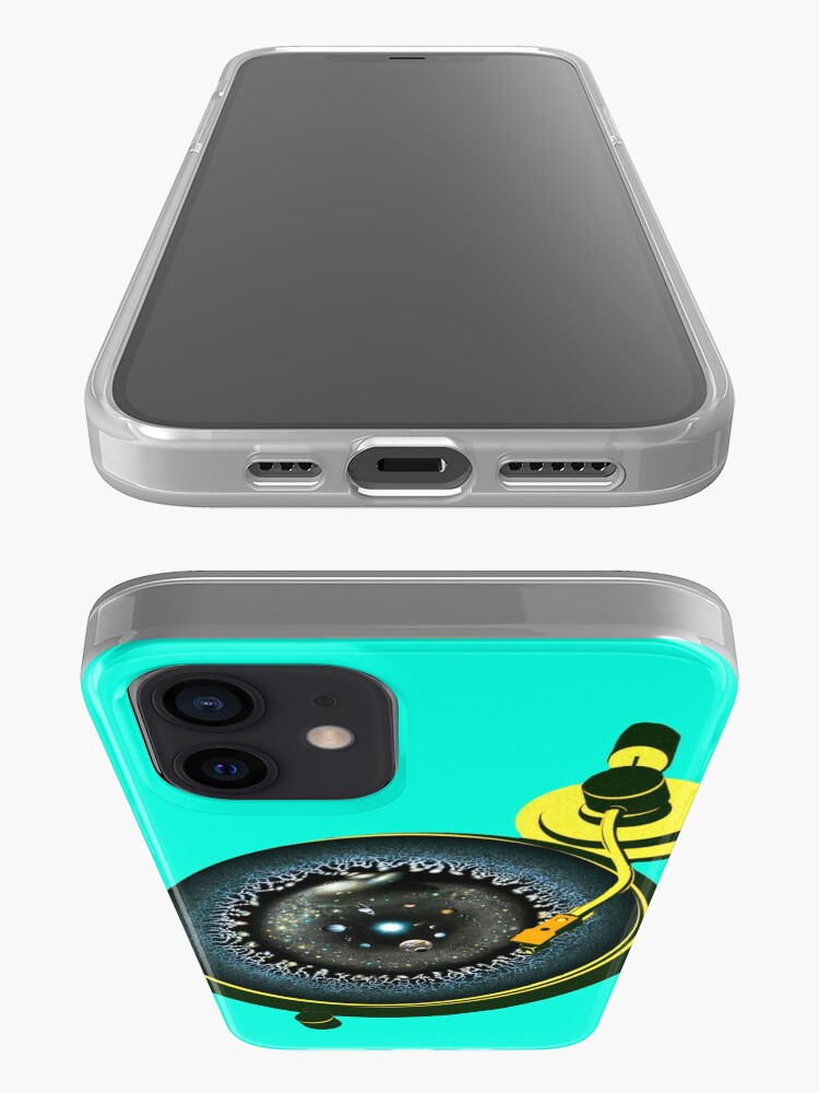 Alternate view of Turntable and Universe Vinyl (yellow turquoise) iPhone Case