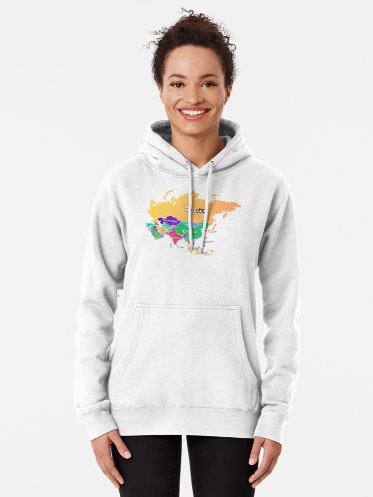 political map of Asia with boundaries and countries names  Pullover Hoodie  for Sale by mashmosh