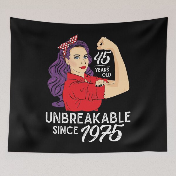 Item preview, 45th birthday Gift 45 Years Old Born in 1975 Unbreakable designed and sold by ZNOVANNA.