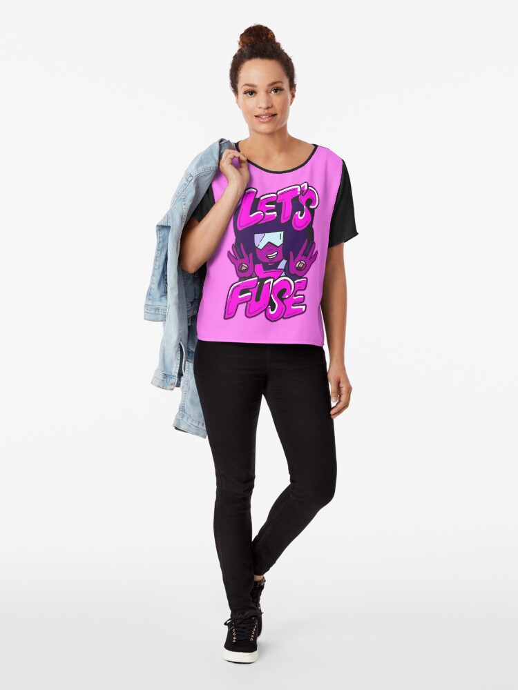 Alternate view of Garnet from Steven Universe™ Valentine's Day themed quote "Let's Fuse" Chiffon Top
