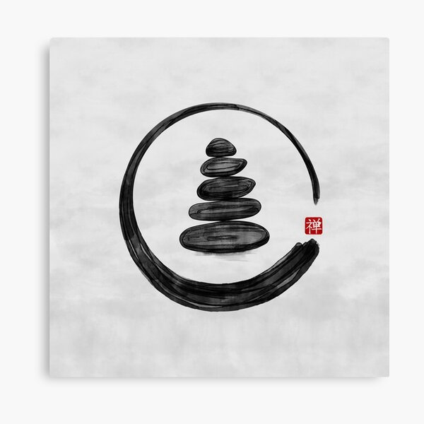 Item preview, Zen Enso Circle and Zen stones - Watercolor designed and sold by k9printart.