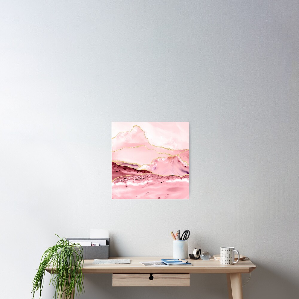 Beautiful Mermaid Marble With Gold Glitter veins Poster
