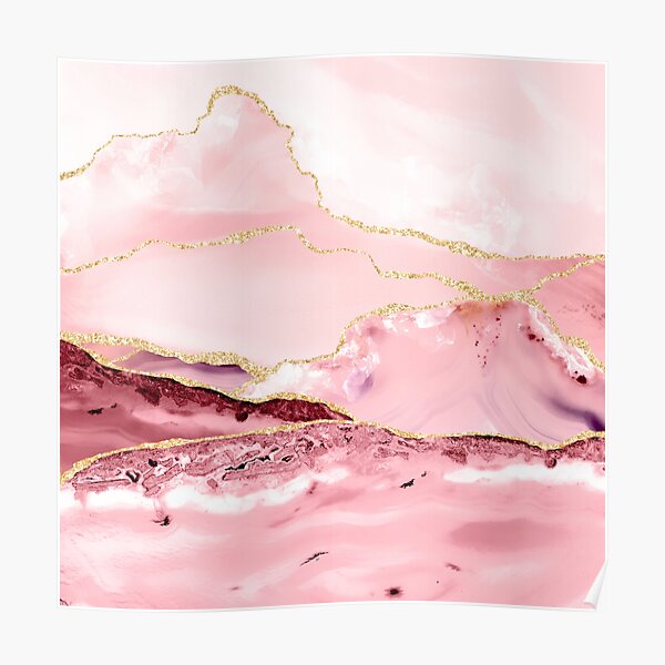 Beautiful Mermaid Marble With Gold Glitter veins Poster