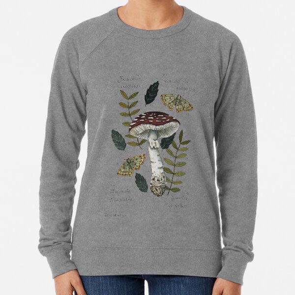 Item preview, Amanita Muscaria with moths and leaves botanical illustration designed and sold by Wieskunde.