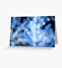 Blue white sparkles and circles bokeh abstract Greeting Card