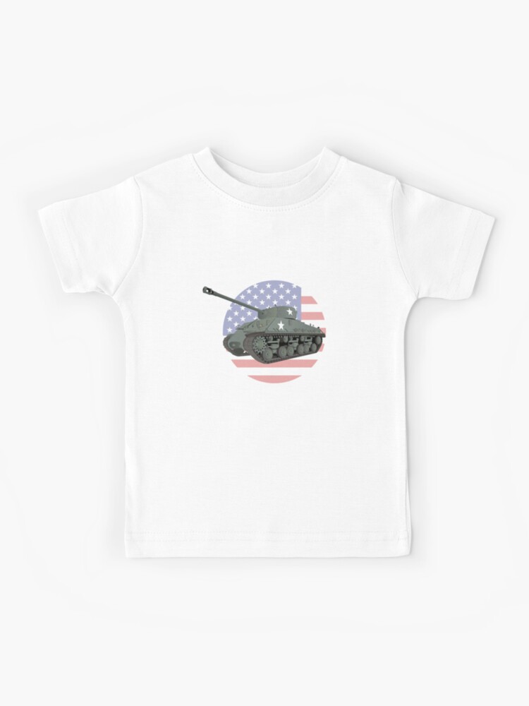 M4 Sherman American WW2 Tank with Flag Kids T-Shirt for Sale by