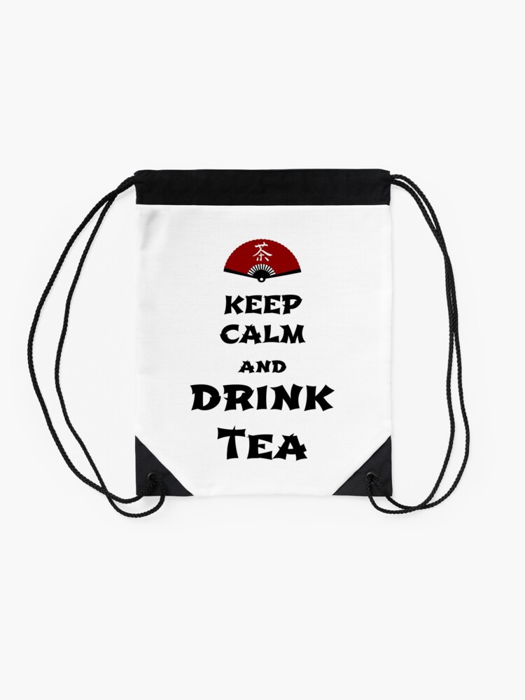 Alternate view of keep calm and drink tea Drawstring Bag