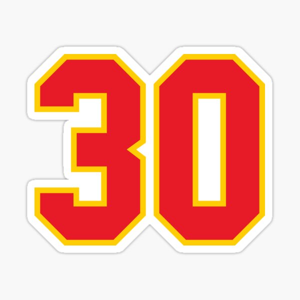 30 Jersey Number, Thirty Red" Sticker for Sale by elhefe Redbubble
