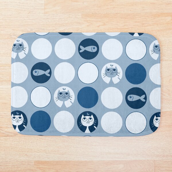 Aperçu de l'œuvre Chats et poissons - bleu créée et vendue par AnaGomesDesign.