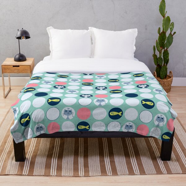 Aperçu de l'œuvre Chats et poissons - vert créée et vendue par AnaGomesDesign.