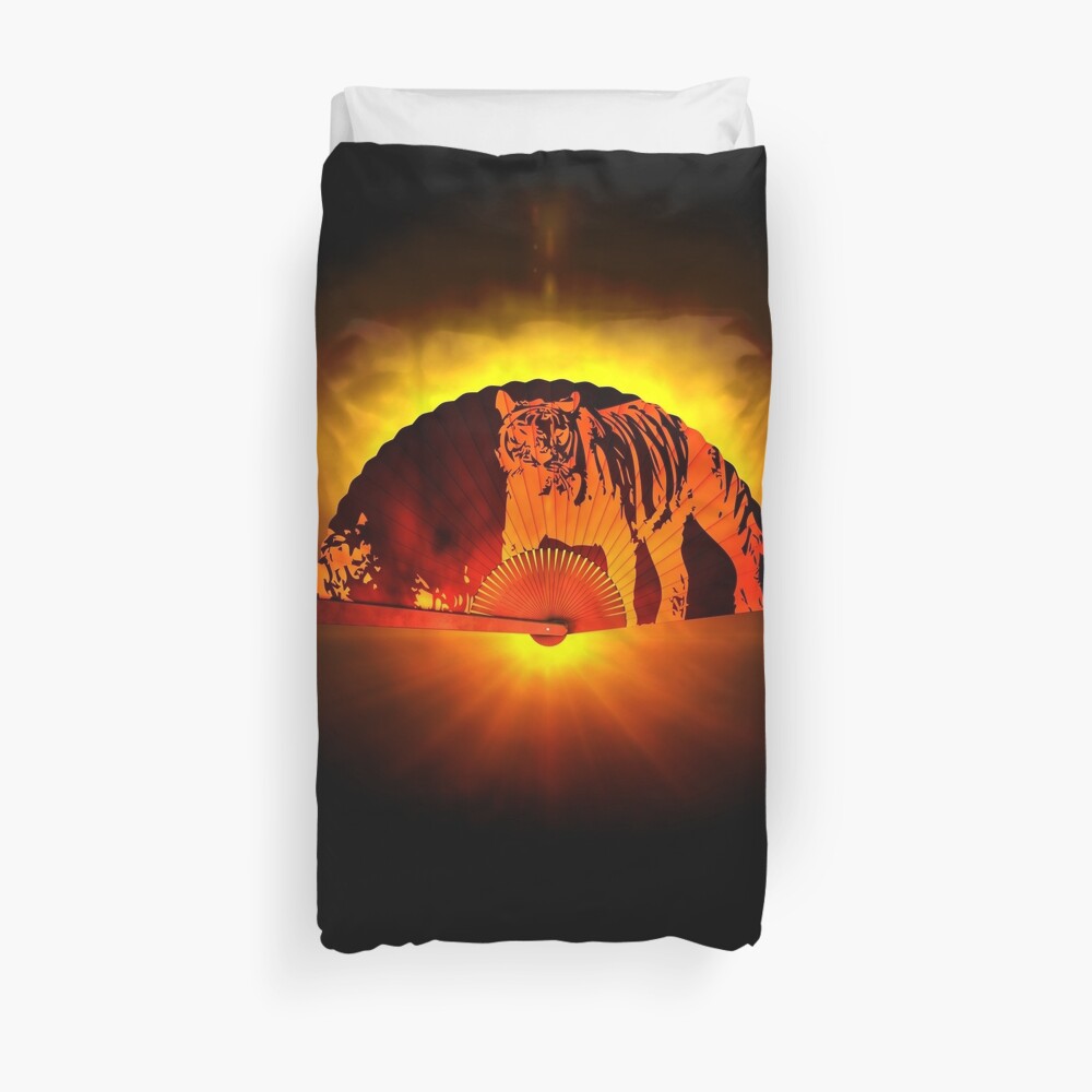 Asian subjects; Motive: Tiger Duvet Cover