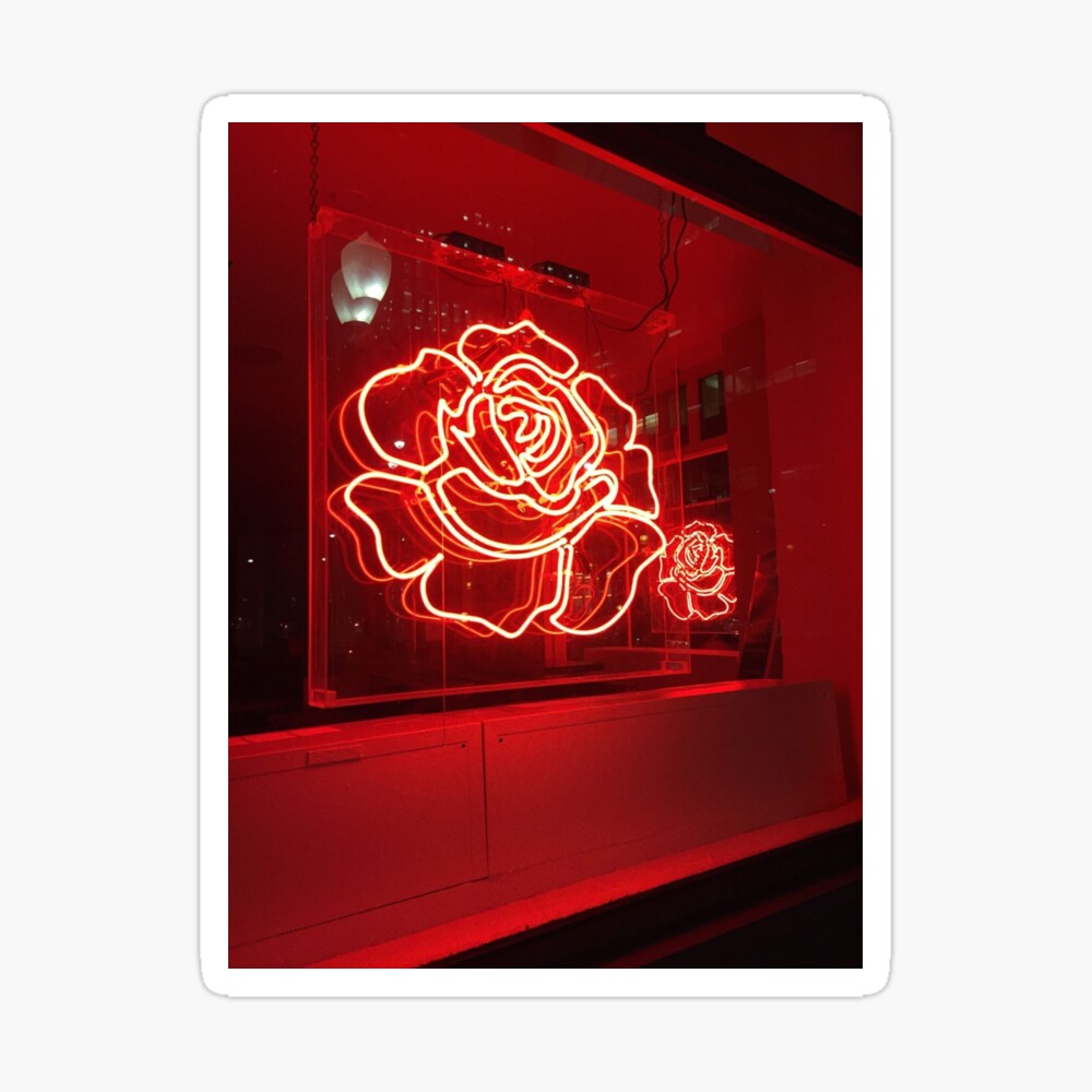 Red Flower Neon Lights Art Board Print For Sale By Vicksart Redbubble