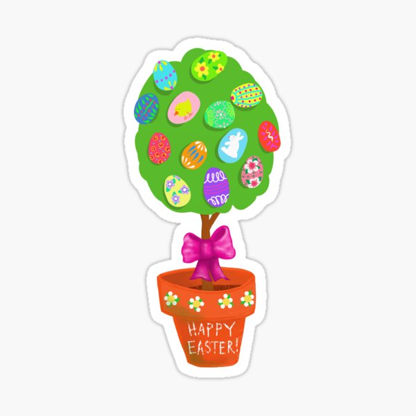 Item preview, Easter Topiary | Happy Easter Cute Sticker | Cherie's Art (c)2020 designed and sold by CheriesArt.