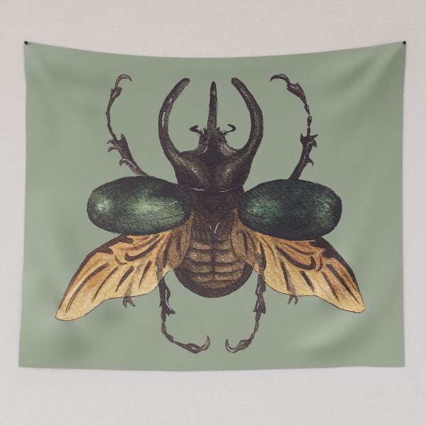 Item preview, Chalcosoma Atlas Dynastid beetle watercolor designed and sold by Wieskunde.