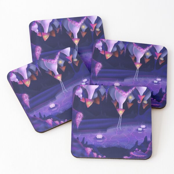 Item preview, Whimsical houses in a glowing cave designed and sold by Sofia Dimitriadou.