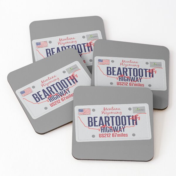 Item preview, Beartooth Highway US 212 Cyclist Motorcycle RV Licence Plate Sticker & T-Shirt 01 designed and sold by OuterShellUK.