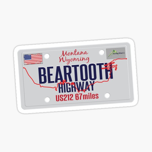 Item preview, Beartooth Highway US 212 Cyclist Motorcycle RV Licence Plate Sticker & T-Shirt 01 designed and sold by OuterShellUK.