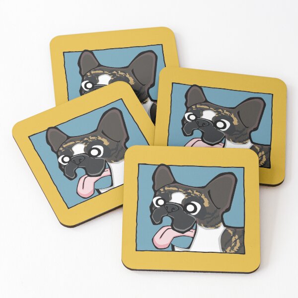 Item preview, French Bulldog - Brindle Pied (Face) YELLOW BG designed and sold by TheChicken.