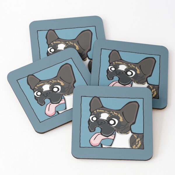 Item preview, French Bulldog - Brindle Pied (Face) BLUE BG designed and sold by TheChicken.