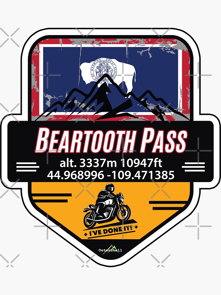 Beartooth Pass US 212 Motorcycle Car RV Cycle Sticker & T-Shirt 02 by OuterShellUK
