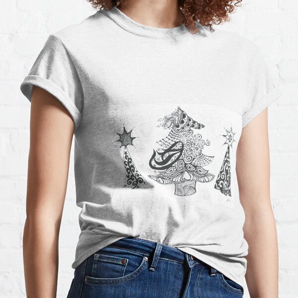 Doodle Art Christmas Trees Classic T-Shirt