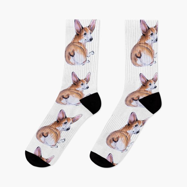 Item preview, Corgi butt sumie and watercolor painting designed and sold by ladyshekk.