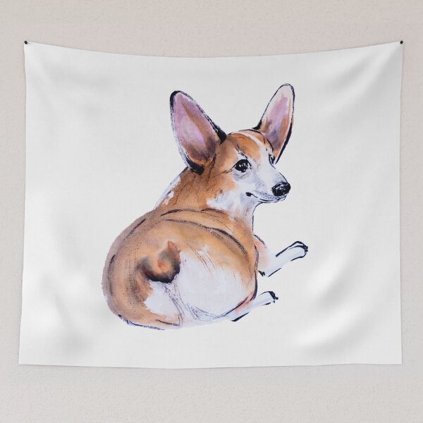 Item preview, Corgi butt sumie and watercolor painting designed and sold by ladyshekk.