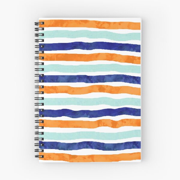 Item preview, Navy orange sky blue watercolor hand-drawn stripes designed and sold by dreamingmind.
