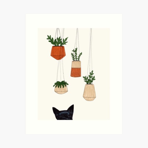 Studying the Hanging Plants Art Print