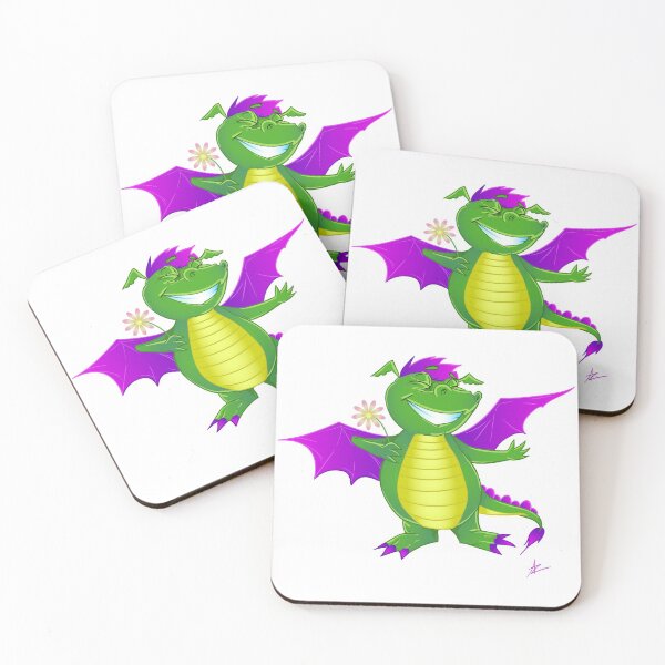 Item preview, Happy dino dragon with a flower designed and sold by Anthropolog.