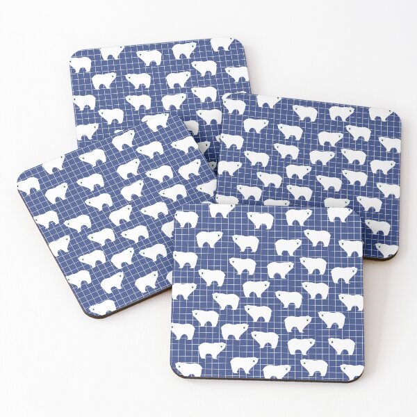 Item preview, White Polar Bear Pattern on Blue Background designed and sold by kapotka.
